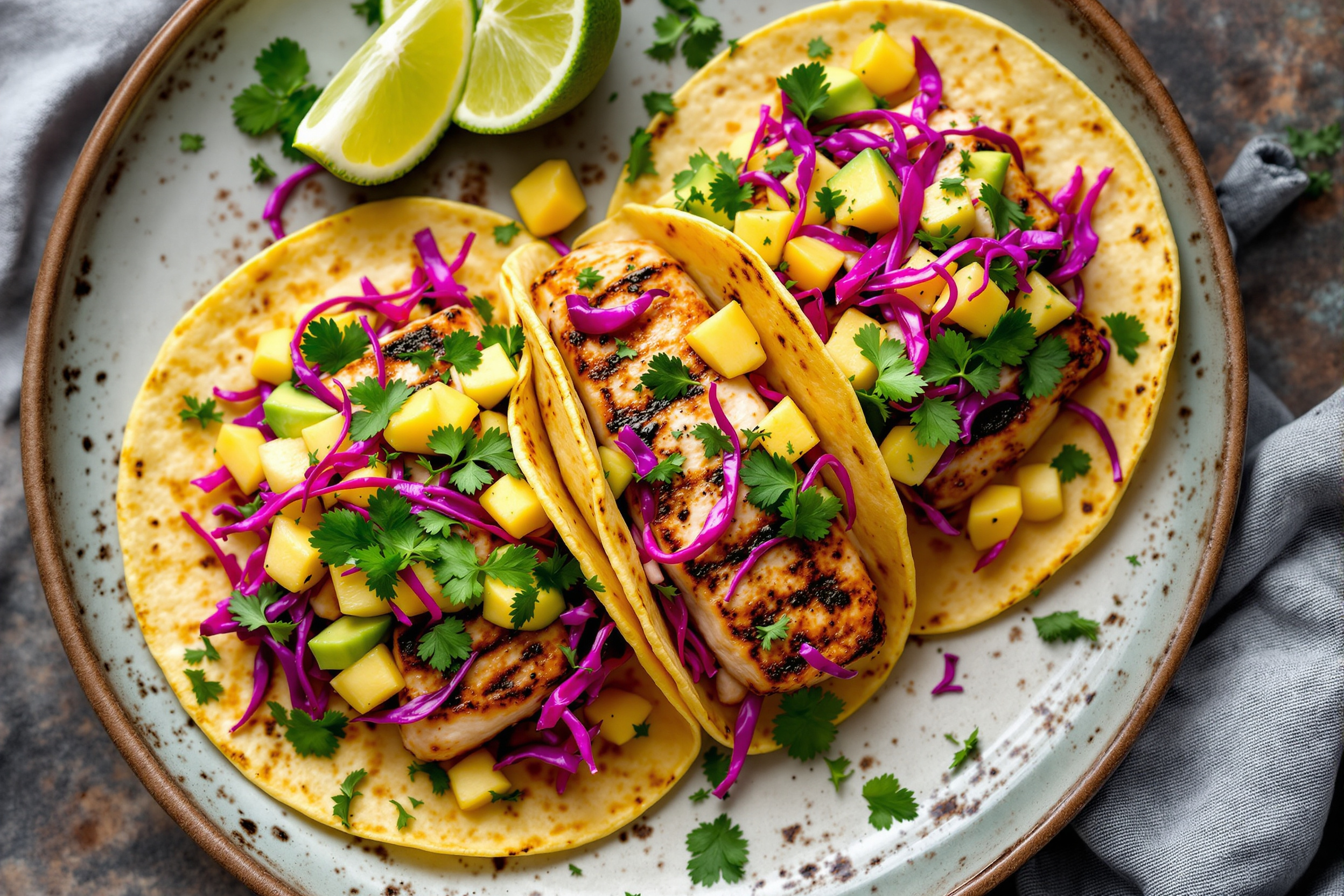 Blackened Mahi Tacos with Pineapple Slaw